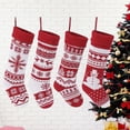 thumbnail image 6 of 4 Pack Christmas Stockings 18 Inches Large Size Cable Knitted Stocking Gifts & Decorations for Family Holiday Xmas Party, Ivory White and Burgundy, 6 of 11