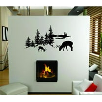Wooded Area Wild Deer Elk Moose Deer Predator Doe Hunting Bow Arrow Bulls Eye Wilderness Camouflage Holiday Gift Ideas Girl Boy Bedroom Wall Decal Sticker - Size: 17 Inch x 32 Inch