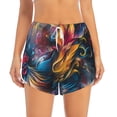 thumbnail image 2 of Hirioo Vibrant Rooster Painting for Women's Double Layer Athletic Shorts High-Performance Gym Shorts with Inner Pocket, Elastic Waistband-Large, 2 of 7