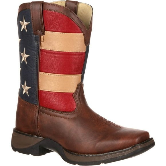 Lil Durango Kids Patriotic Western Flag Boot Brown/Union Flag - BT245