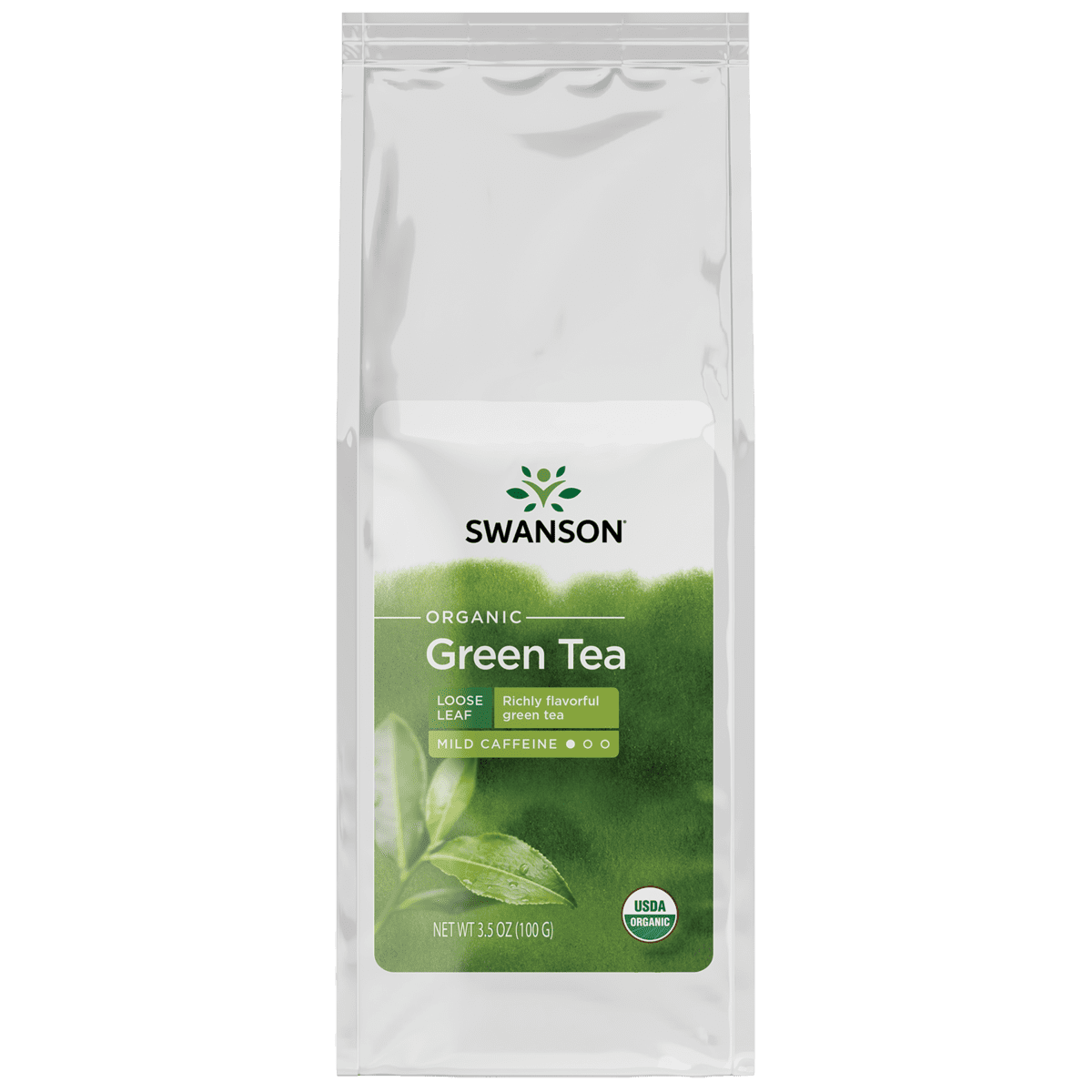 Swanson Organic Green Tea - Loose Leaf 3.5 oz Package