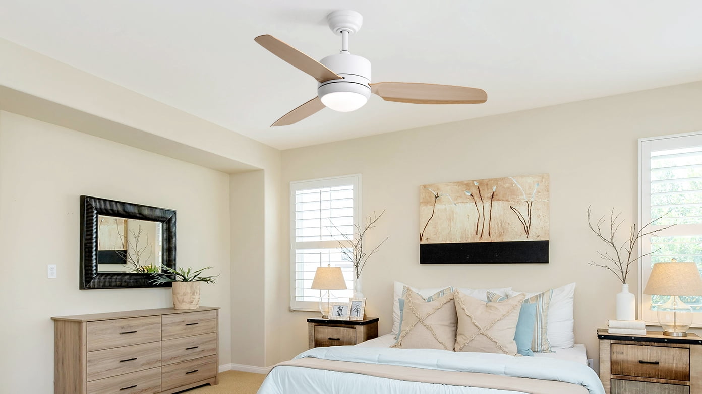 Sofucor 46-Inch Modern LED Flush Mount Indoor/Outdoor Ceiling Fan with LED Lights and Remote