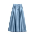 thumbnail image 4 of Jane Wardrobe High Waist Pleated Swing Denim Midi Skirt Women Side Pocket Vintage Jean Skirt Plus Size 1PC M-XXXXL, 4 of 6