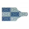 thumbnail image 1 of Moroccan Cutting Board, Turkish Portuguese Style Mosaic Ceramic Patterns Country Style Vintage Image, Tempered Glass Cutting and Serving Board, Wine Bottle Shape, Navy Blue White, by Ambesonne, 1 of 1