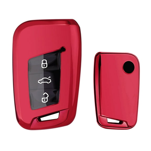 Xotic Tech Red Soft TPU Full Protect Remote Control Smart Key Fob Cover Case Compatible with Volkswagen Passat, Golf MK7, Jetta, MK2 etc 3/4 button smart key