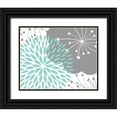 thumbnail image 1 of Robinson, Tamara 32x26 Black Ornate Wood Framed with Double Matting Museum Art Print Titled - Teal Foliage Floral, 1 of 4