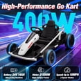 thumbnail image 2 of Joyracer 24V Kids Electric Go Kart with Remote Control, 3 Speed Modes 5–10 MPH, 2 * 200W Motors, Metal Frame Ride on Toys Drift Kart for Big Kids, Music & Bluetooth, White, 2 of 9