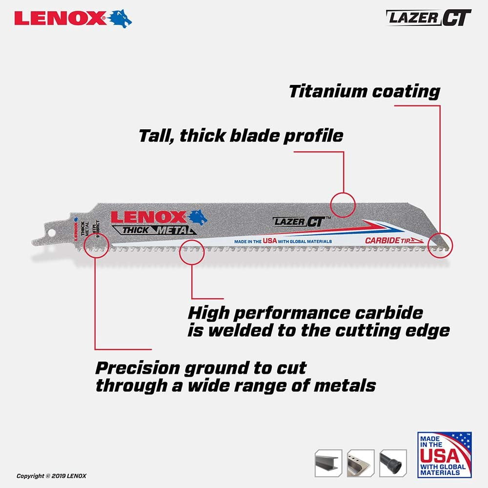 Lenox 2014225 8 TPI Carbide Tip Reciprocating Saw Blade