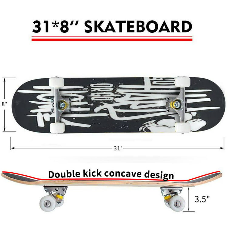 Hard Or Go Home graffiti lettering print design Outdoor Skateboard Longboards 31"x8" Pro Complete Skate Board Cruiser - Walmart.com