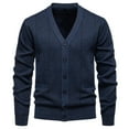 thumbnail image 6 of DHFJKG Men's Knit Jacquard Sweaters Cardigan Buuton Up Deep V-Neck Regular Fit Knitwear Jackets Coat With Pockets Business Work Casual Dress Solid Color Versatile Outerwear, 6 of 7