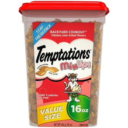 TEMPTATIONS MixUps Treats for Cats BACKYARD COOKOUT Flavor, 16 oz. Tub