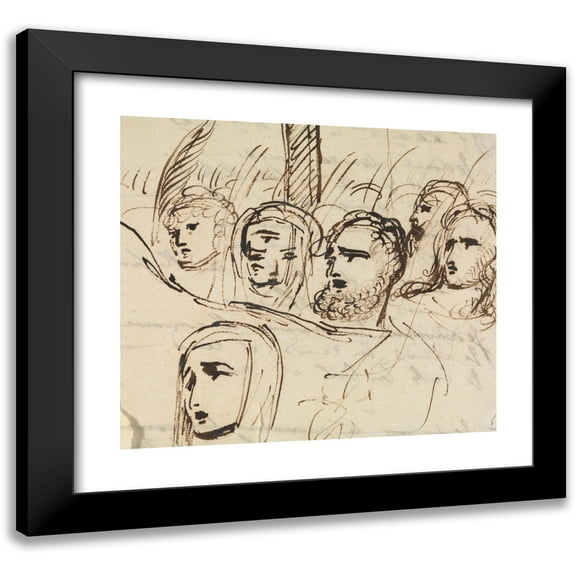 Benjamin Robert Haydon 13x12 Black Modern Framed Museum Art Print Titled - Study For, Christ's Entry into Jerusalem (1810 to 1820)