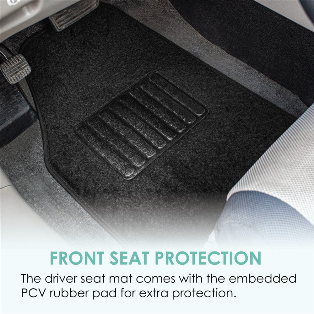 FH Group Universal Fit 3 Row Carpet Car Floor Mats for SUV Van Truck - Black