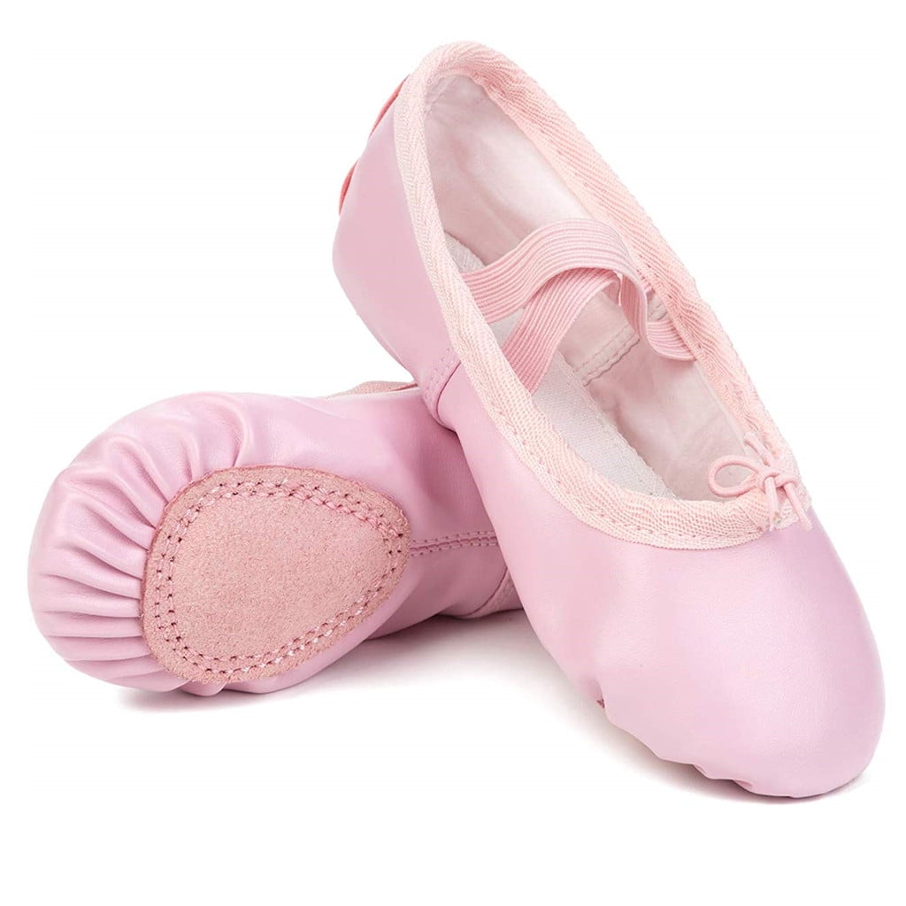 AKISS Girls Basic Ballet Slippers Pink Cotton Canvas Dance Shoes Gymnastics & Yoga Flats for Toddlers/Little Kids