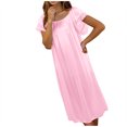 thumbnail image 4 of HomeGardon Nightgowns for Women,Summer Dresses Women's Solid Color Ice Silk Home Dress Nightdress, 4 of 5