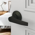 thumbnail image 2 of Villar Home Designs Door Lever Lara Black Privacy 2 Pack, 2 of 8