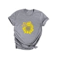 thumbnail image 3 of ManHanLi Women Sunflower Heart Print Crew Neck Short Sleeve T-Shirt, 3 of 7