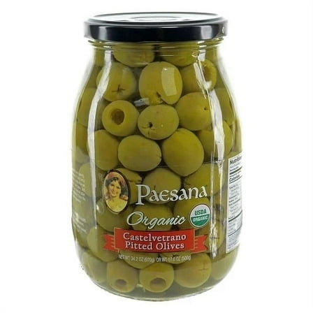 Paesana Organic Castlevetrano Pitted Olives, 34.4 Ounce