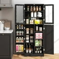 thumbnail image 2 of Costway 63.5" Tall Kitchen Pantry Storage Cabinet with Glass Door Storage Shelves Black, 2 of 11
