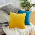 thumbnail image 5 of Assile 20"x20" Yellow Square Cushion Case Velvet Pillowcase 2 Pieces Set, Pleated Throw Pillow Covers for Sofa Bedroom, 5 of 5
