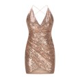 thumbnail image 4 of LSLJS Robe de Soirée Sexy pour Femmes Col Montant à Lacets Manches Longues à Sequins Dos Ouvert Jupe Courte, Robe d'Été Plage, 4 of 6