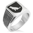 thumbnail image 1 of Stainless Steel Dog Loyalty Coat of Arms Shield Needle Stripe Pattern Biker Style Polished Ring, 1 of 1