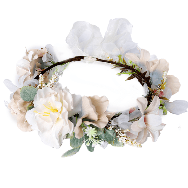 Diadema de flores boho, corona de pelo, guirnalda Floral, corona, Halo, tocado con cinta, fiesta de boda MFZFUKR CPB-DE-LYY771-9