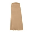 thumbnail image 3 of Women's High Waist Ruched Stretchy A-Line Flared Midi Skirt - Casual Solid Color Elastic Waist Skirt - S-XL, 3 of 3