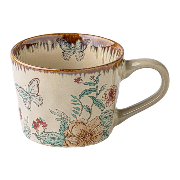 Taza de café de cerámica, taza de leche, regalo versátil para inauguración de casa, novedad para el hogar, agua Mariposa