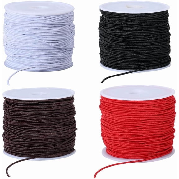4 Rolls 0.8 MM Elastic Stretch Cords Round Fibre Black White Brown Red Sturdy Beading Thread Arts Sewing Accessories Cord Bulk