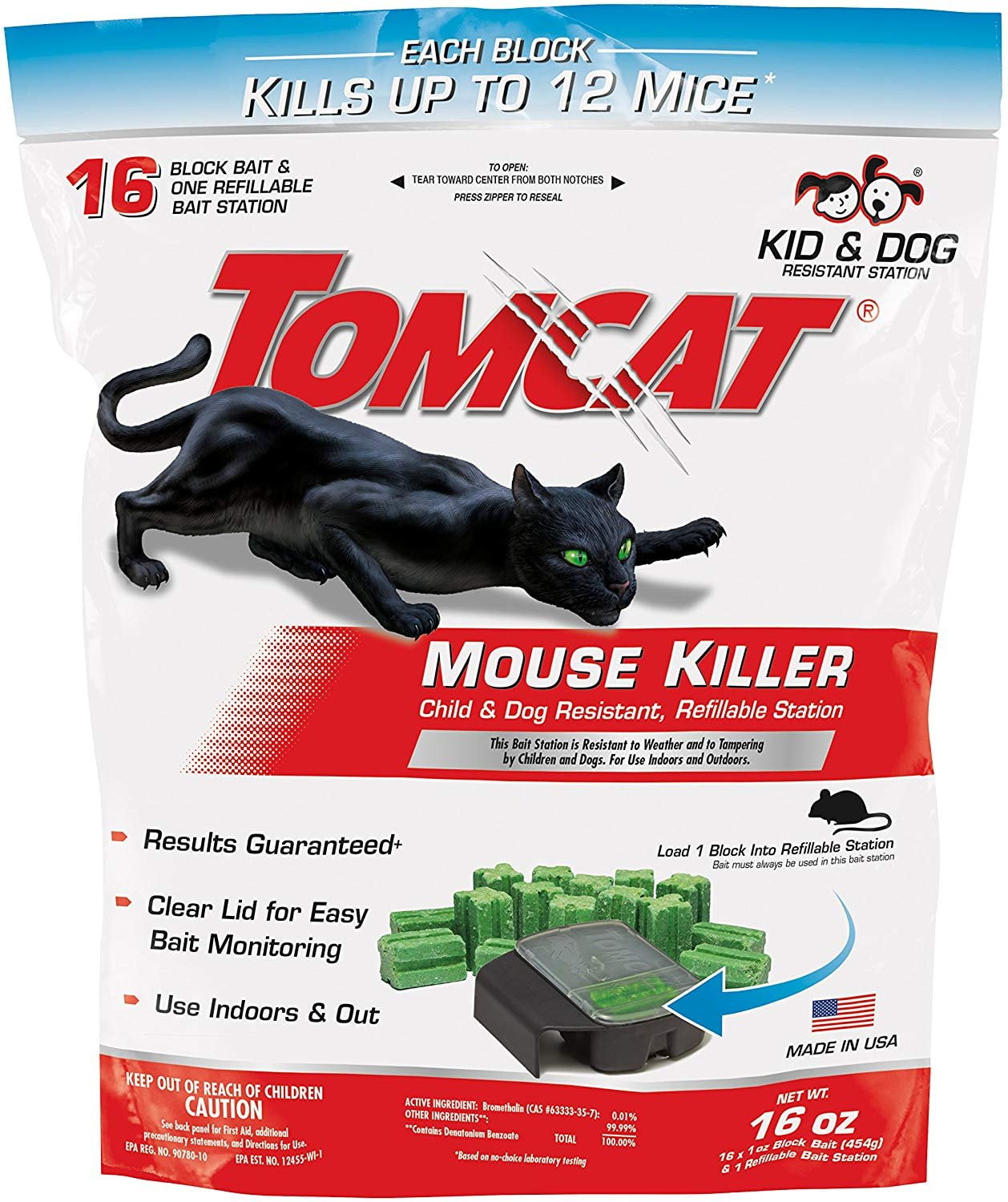 Tomcat Mouse Killer Refillable Station, Includes 1 Bait Station with 16 ...