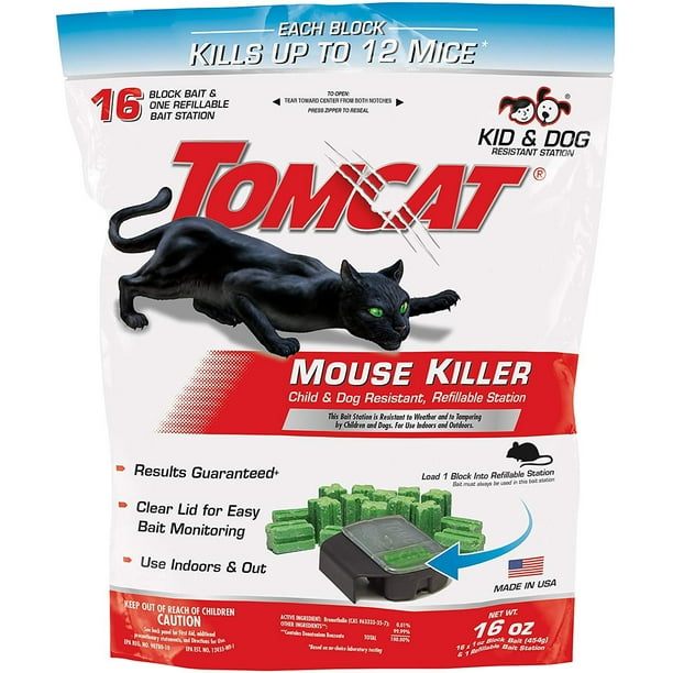 Tomcat Mouse Killer Refillable Station, Includes 1 Bait Station with 16