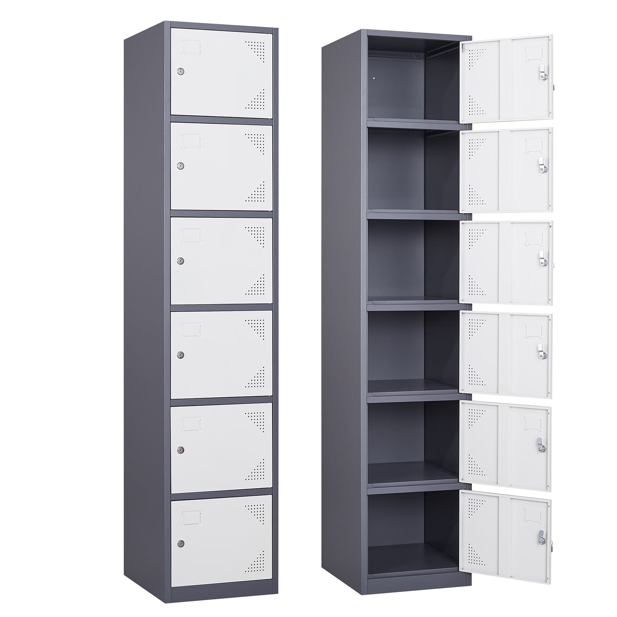 Fesbos Metal Locker 6 Lockable Door,71" Tall Steel Storage for