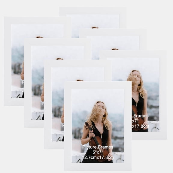 5x7 Picture Frames Set of 7, White Photo Frame for Wall and Tabletop Display