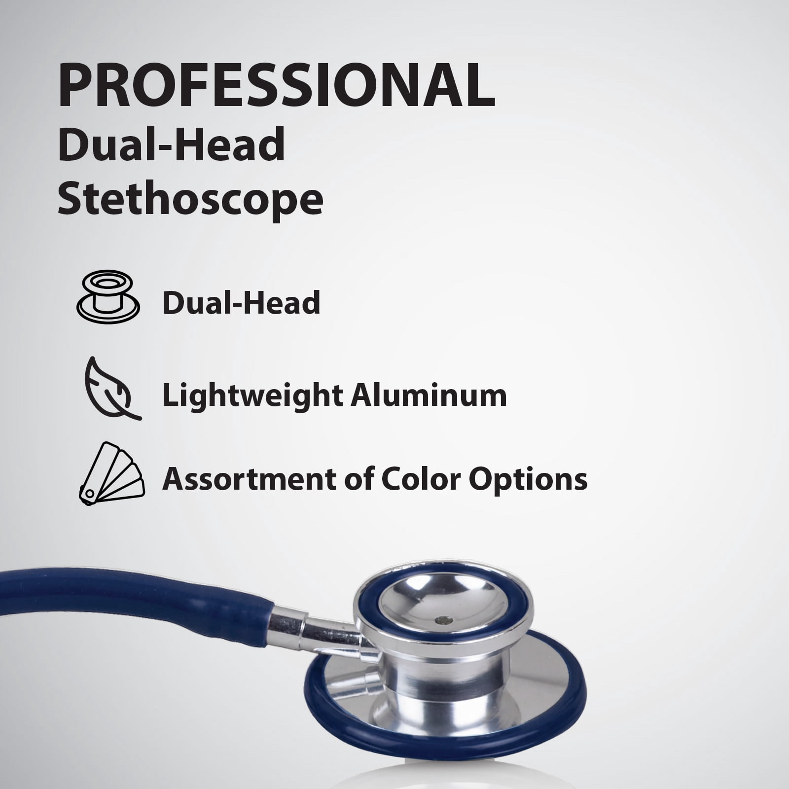 Prism Series Aluminum Dual Head Stethoscope, Navy Blue, Boxed