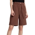 thumbnail image 2 of Hurxie Long Sweat Shorts for Women Casual Summer Bermuda Loose Lounge Workout Athletic Shorts with Pockets Brown,M, 2 of 8