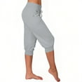 thumbnail image 4 of Karight Capri Pants for Women Drawstring High Waisted Capri Joggers Lightweight Casual Crop Wide Leg Yoga Pants with Pockets, 4 of 7
