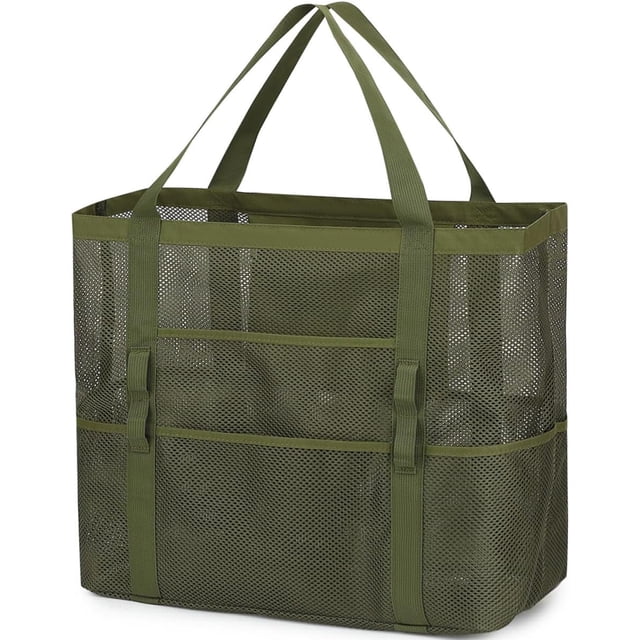 Mesh Beach Bag, Extra Large Beach Tote with Zipper Pocket Pool Bag for Cruise/Swim/Vacation Essentials