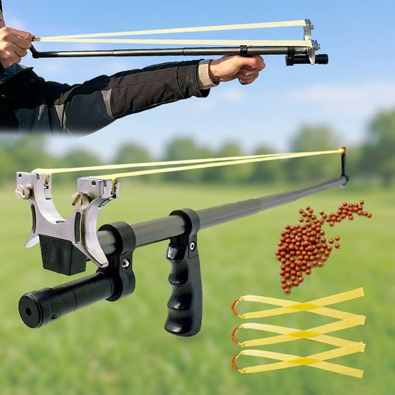 Runzkzy Outdoor Alloy Slingshot Flat Leather Rubber band Slingshot Device Catapults