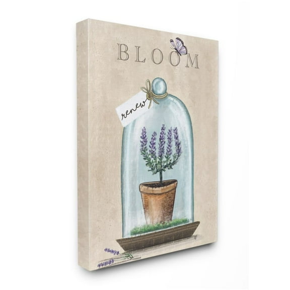 Stupell Industries Bloom and Renew Text Purple Lavender Cloche Design by Elizabeth Tyndall, 30" x 40"