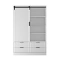 thumbnail image 4 of Glavbiku Farmhouse Tall Bedroom Armoire Wardrobe Closet with Hanging Rod, 4 Drawers, 4 Shelves,Adult, 4 of 13