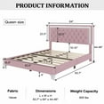 thumbnail image 6 of Newest 3-Piece Pink Queen Bed Set, LED Upholstered Platform Bed with 2 Nightstands, Velvet, 700LB Capacity, 6 of 8