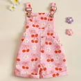 thumbnail image 2 of Sopiago Toddler Baby Girl Sunflower Overalls Shorts Daisy Sleeveless Jumpsuit for Toddler Girl Floral Bodysuit Summer Clothes (Pink,2-3 Years), 2 of 7