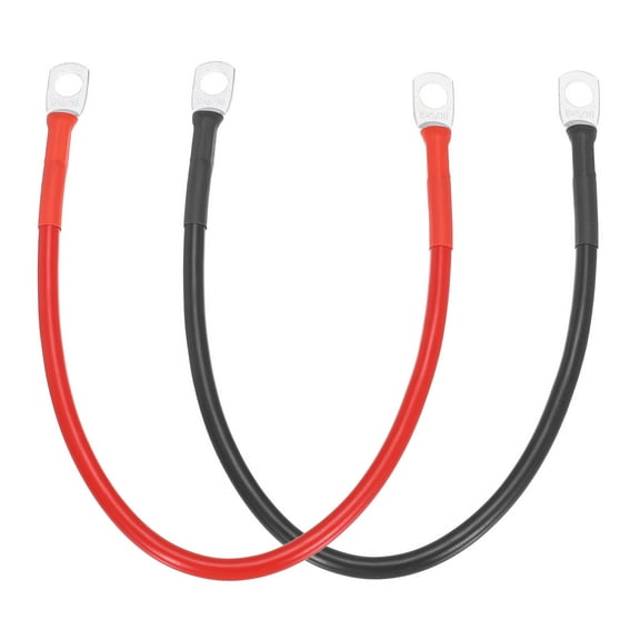 2PCS 8 AWG Battery Cable, 1ft Battery Inverter Cables with 5/16" Ring Terminals for Marine Solar Boat Car RV, Red Black