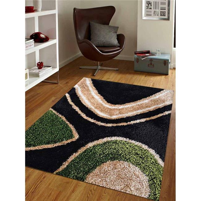 8 x 10 ft. Shag Contemporary Hand Tufted Polyester Area Rug, Black