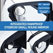 Oktree Blind Spot Mirror for Cars, Universal Fit, Carbon Fiber Black Housing, Rain Cover, Easy Install, 2-Pack
