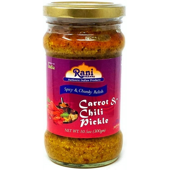 Rani Carrot & Chilli Pickle Hot (Achar, Spicy Indian Relish) 10.5oz (300g) Glass Jar ~ Vegan | Gluten Free | NON-GMO | No Colors | Popular Indian Condiment, Indian Origin