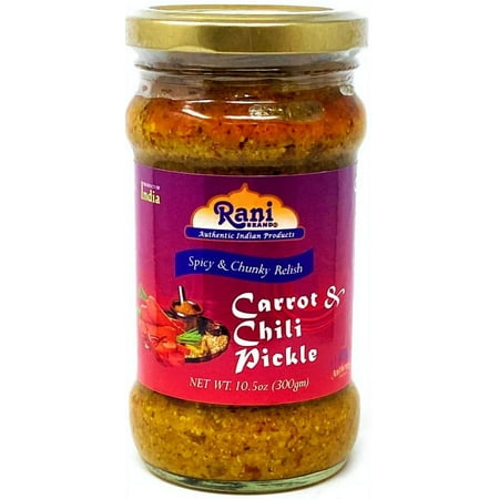 Rani Carrot & Chilli Pickle Hot (Achar, Spicy Indian Relish) 10.5oz (300g) Glass Jar ~ Vegan | Gluten Free | NON-GMO | No Colors | Popular Indian Condiment, Indian Origin