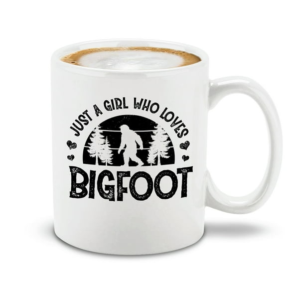 Shop4Ever Just A Girl Who Loves Bigfoot Sasquatch Ceramic Coffee Tea Mug Cup (White Handle 11 oz.)