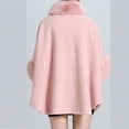 thumbnail image 5 of XFLWAM Women's Faux Fur Shawl Wrap Poncho Cape Wool Collar Batwing Sleeve Open Front Cardigan Warm Cape Sweater Cloak with Belt Pink Free Size, 5 of 5